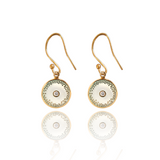 18ct Gold Plated Diamond Diatom Earrings In White