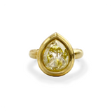 3 carat pear shape rustic diamond gold ring