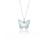Enamelled Butterfly White & Blue Enamel Pendant