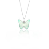 Enamelled Butterfly White & Mint  Enamel Pendant