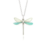 Dragonfly White & Mint  Enamel Pendant
