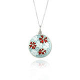 Forget Me Not Enamel Red Pendant