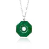 Enamelled Green Guilloché Pendant