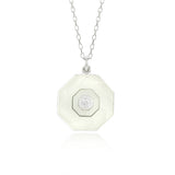 Enamelled White Guilloché Diamond Pendant