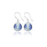 Meadow Enamelled White & Ink Blue Earrings One Off