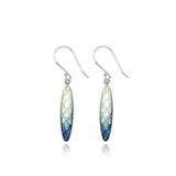 Enamelled Pinecone White & Ink Blue Leaf Earrings