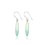 Enamelled Pinecone White & Mint Leaf Earrings