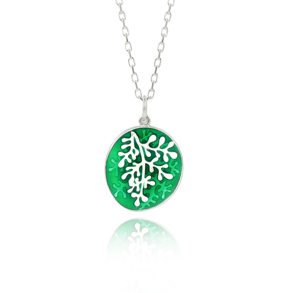 Enamelled Sterling Silver Rue Large Pendants