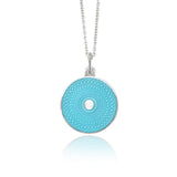Enamelled Turquoise Round Guilloché Pendant