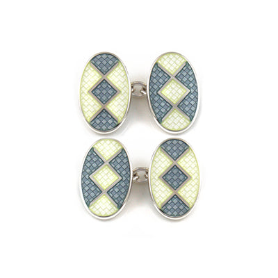 Enamelled Pale Grey Liberty Chain Cufflinks