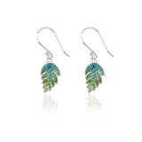 Enamelled Green Fern Earrings
