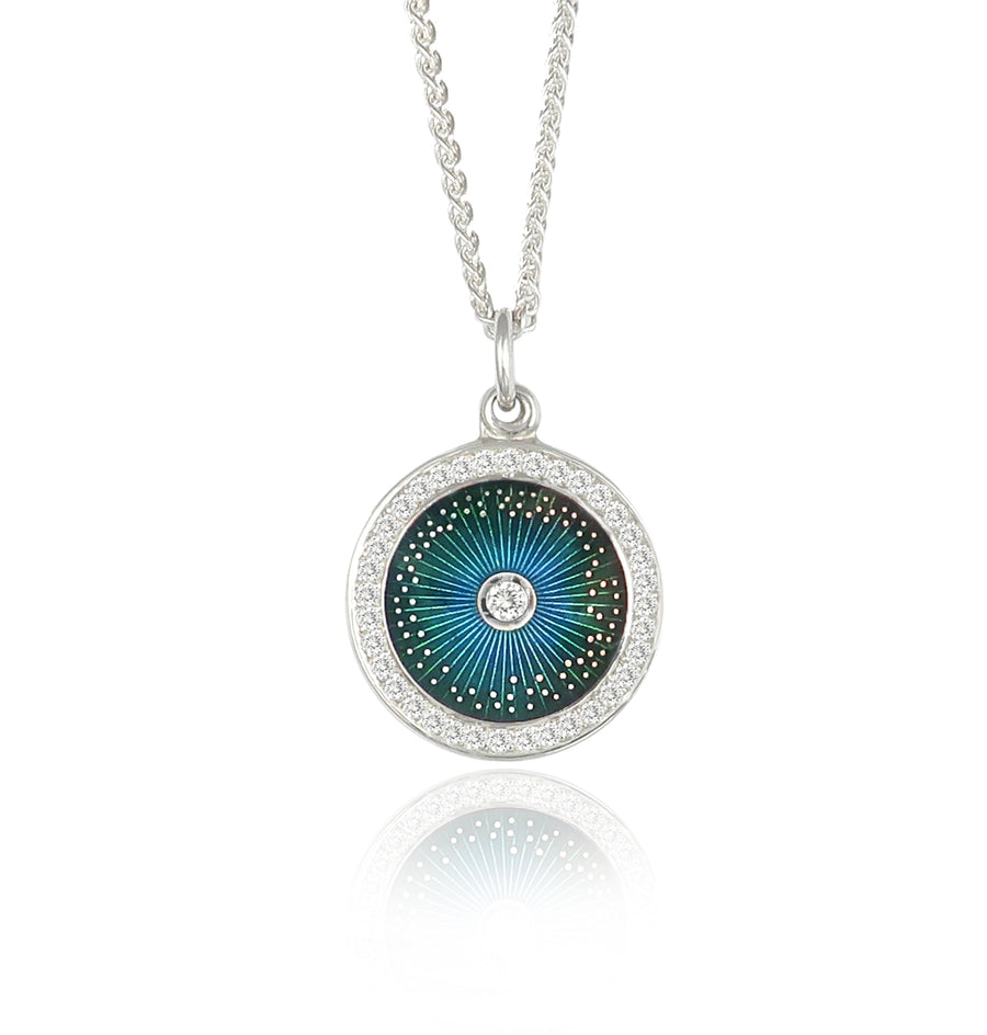 Kingfisher Blue Diamond Diatom Eternity Pendant