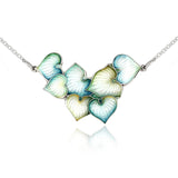 Cluster Teal Leaf Enamel Necklace