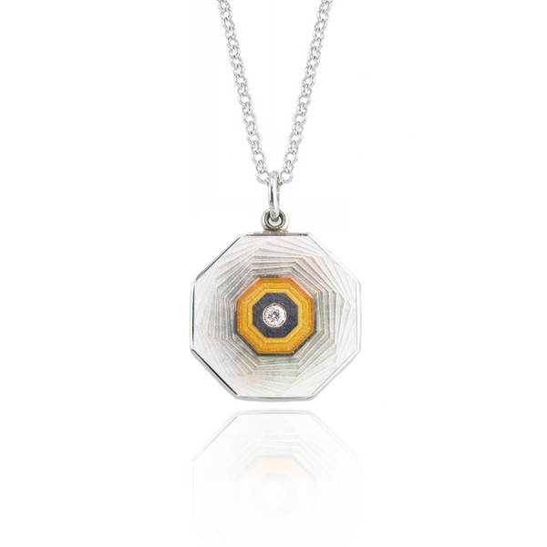Enamelled Guilloché Diamond Yellow Limited Edition Pendant