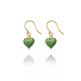 Olive Green Heart Hosta Gold Earrings