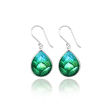 One-off Pine Cone Green & Mint Enamelled Earrings