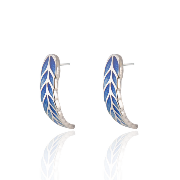 Wheatsheaf Limited Edition Enamel Curve Earrings Royal Blue - Green