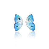 Enamelled Butterfly Blue Earrings