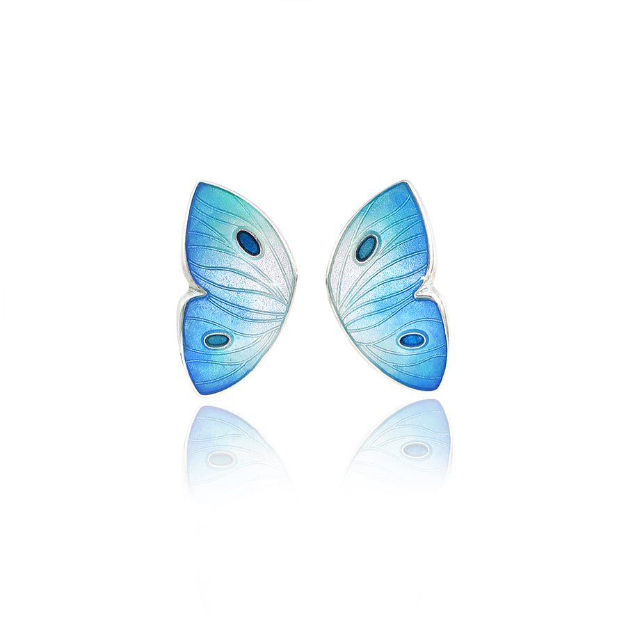Enamelled Butterfly Blue Earrings
