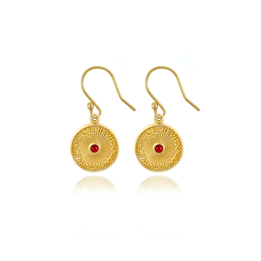 Gold Ruby Diatom Earrings