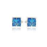 Enamelled Lotus Flower Silver Kingfisher Cufflinks