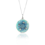 Enamelled Dandelion Clock Mint & Kingfisher Pendant