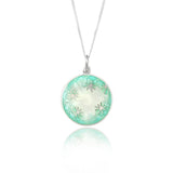 Enamelled Dandelion Clock Mint & White Pendant