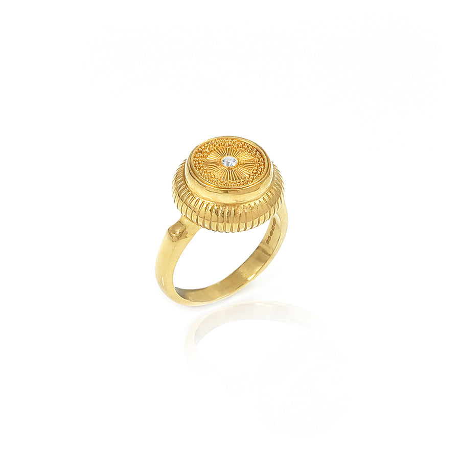 Gold Diamond Diatom Ring