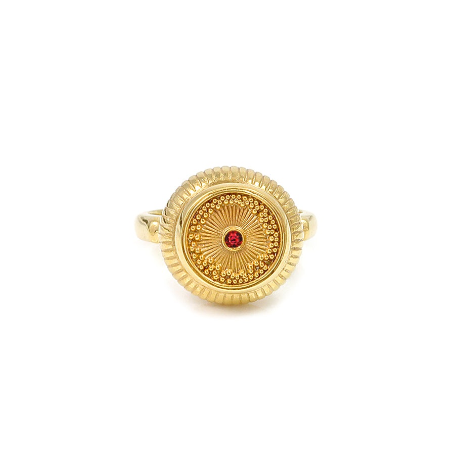 Gold Ruby Diatom Ring