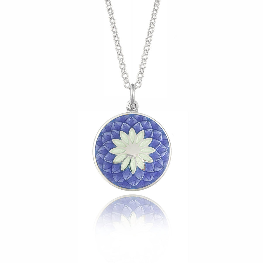 Lavender Blue & White Dahlia Necklace
