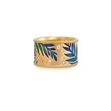 Gold Enamel Fern Ring