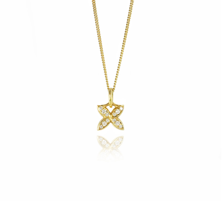 Diamond Hydrangea 18ct Yellow Gold Pendant