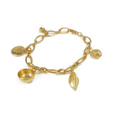 Gold Acorn & Rue Charm Bracelet