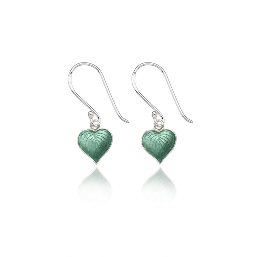 Beryl Green Heart Hosta Earrings
