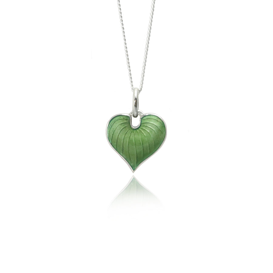 Olive Green Heart Hosta Necklace