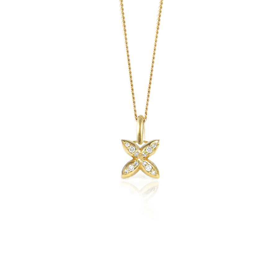 Diamond Hydrangea Gold Pendant