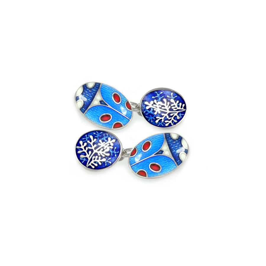 Ladybird & Rue Ink Blue Enamelled Chain Cufflinks