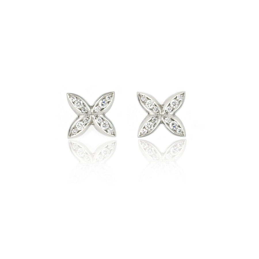Diamond & Platinum Hydrangea Earrings