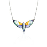 Enamel Purple & Yellow Moth Necklace