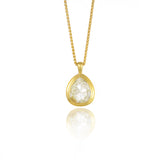 Natural Rustic Pear Shaped Diamond Gold Pendant