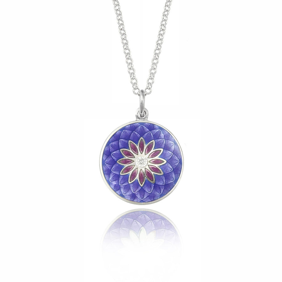 Diamond Purple Dahlia Necklace