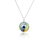 Sapphire Enamel Feather Pendant