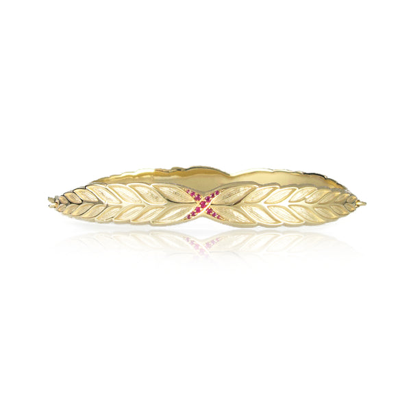 Diamond & Ruby Wheat Sheaf Gold Bracelet
