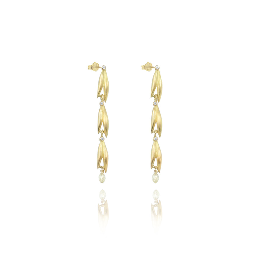 Diamond & Gold Wild Meadow Long Earrings