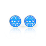 Enamelled Arabesque Azure Blue Cufflinks