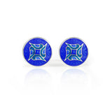 Enamelled Birds In Tree Royal Blue Cufflinks