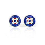 Enamelled Birds In Tree Ink Blue Cufflinks