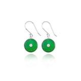 Green Diamond Enamel Diatom Earrings