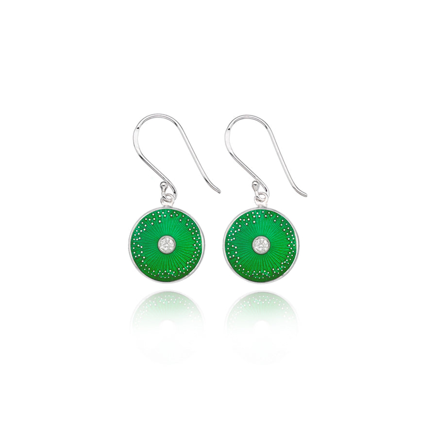 Green Diamond Enamel Mini Diatom Earrings