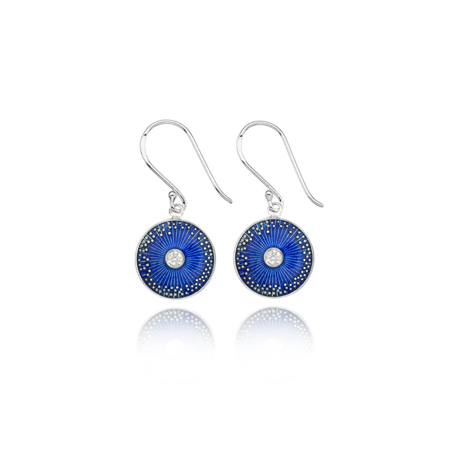 Ink Blue Enamel Diamond Mini Diatom Earrings